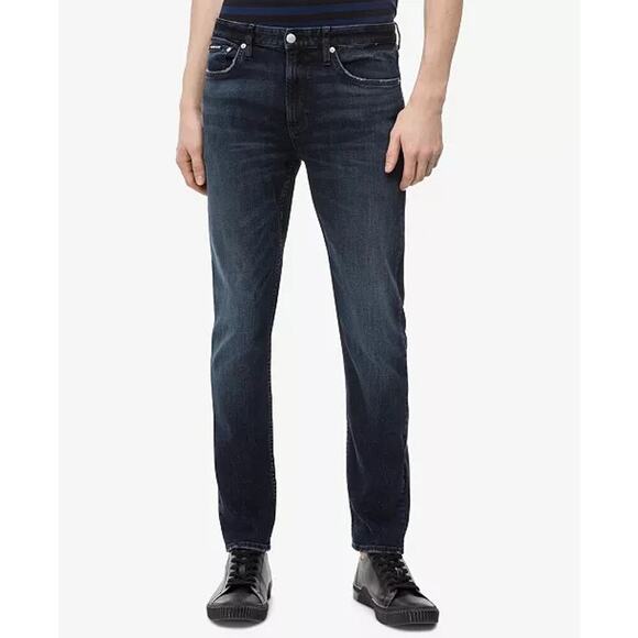 Calvin Klein Men's Stretch Slim Leg Denim Jeans Pants Dark Wash Size 38 x 32 - Picture 1 of 11